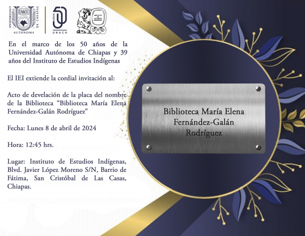 Develación de la placa &quot;Biblioteca María Elena Fernández-Galán Rodríguez&quot;