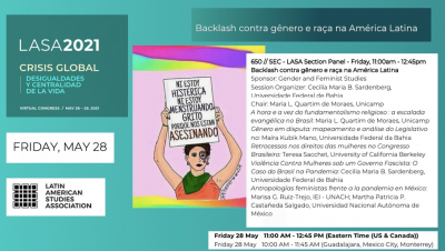 28 de mayo LASA: Backlash contra gênero e raça na América Latina
